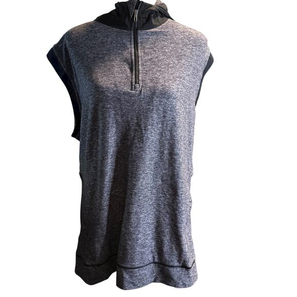 Lululemon Men's Sleeveless Half Zip Hoodie Vest, Heather Gray and Black, Large - Picture 1 of 7